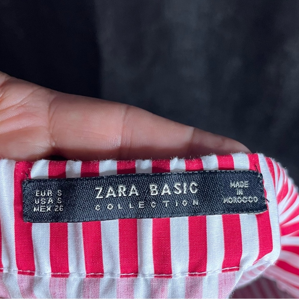 Zara Pink and White Striped Off-Shoulder Blouse